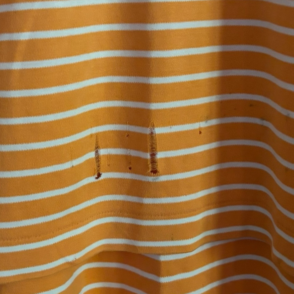 Polo Orange/White Striped Short Sleeve Polo Shirt -size Medium - Picture 10 of 12